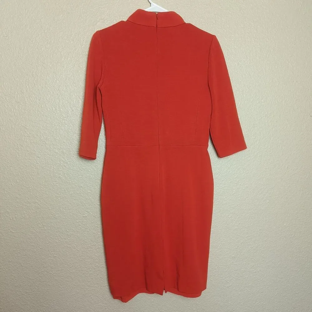 Kay Unger dress size 8 women's orange color 3/4 sleeves knee length - Picture 2 of 13